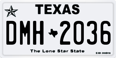 TX license plate DMH2036