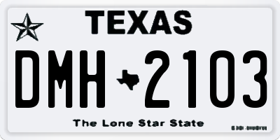 TX license plate DMH2103