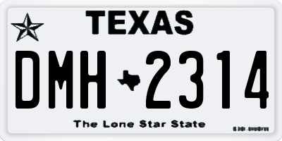 TX license plate DMH2314
