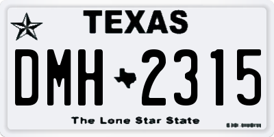 TX license plate DMH2315