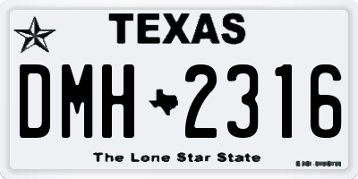TX license plate DMH2316