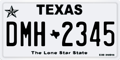 TX license plate DMH2345