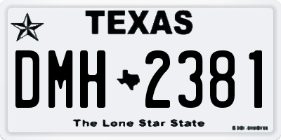 TX license plate DMH2381