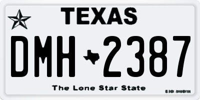 TX license plate DMH2387
