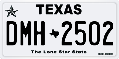 TX license plate DMH2502