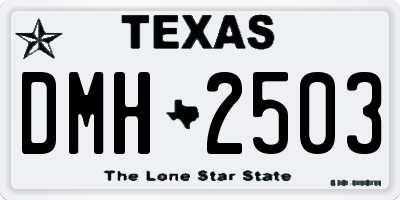 TX license plate DMH2503