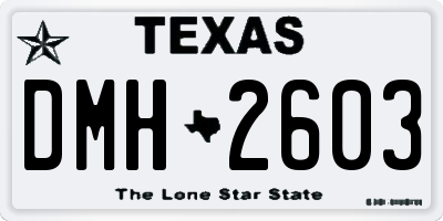 TX license plate DMH2603