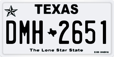 TX license plate DMH2651