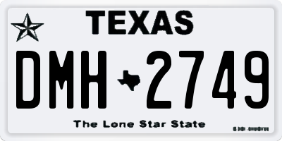 TX license plate DMH2749