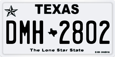 TX license plate DMH2802