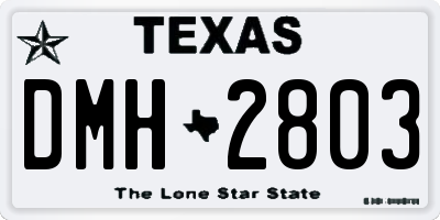 TX license plate DMH2803