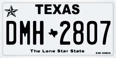 TX license plate DMH2807