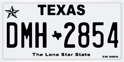 TX license plate DMH2854