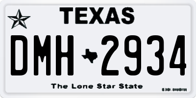 TX license plate DMH2934