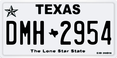 TX license plate DMH2954