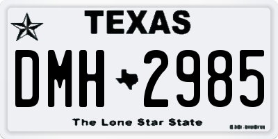 TX license plate DMH2985