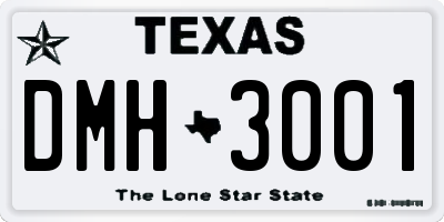 TX license plate DMH3001