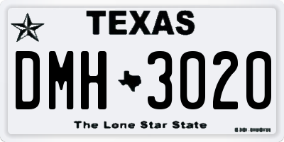 TX license plate DMH3020