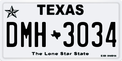 TX license plate DMH3034