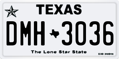 TX license plate DMH3036
