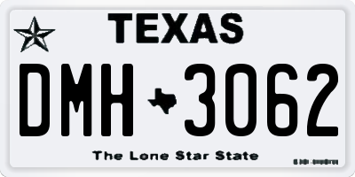 TX license plate DMH3062