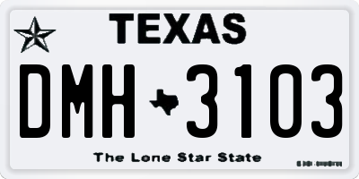 TX license plate DMH3103