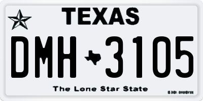 TX license plate DMH3105