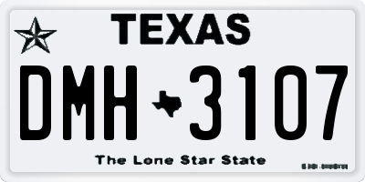 TX license plate DMH3107