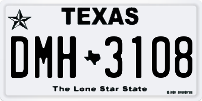TX license plate DMH3108