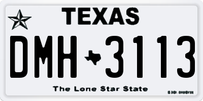TX license plate DMH3113