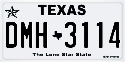 TX license plate DMH3114