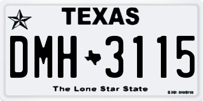 TX license plate DMH3115