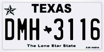 TX license plate DMH3116