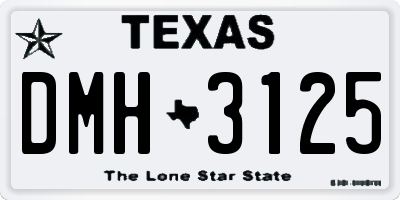 TX license plate DMH3125