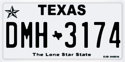 TX license plate DMH3174