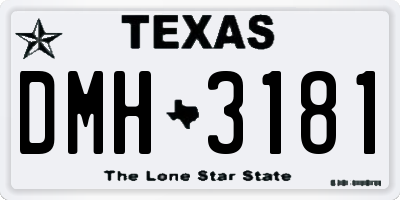 TX license plate DMH3181
