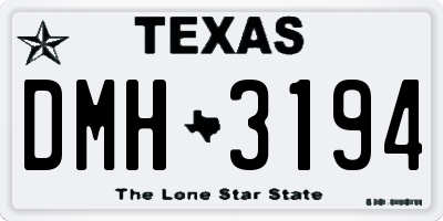 TX license plate DMH3194