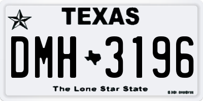 TX license plate DMH3196
