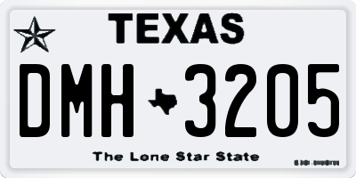 TX license plate DMH3205
