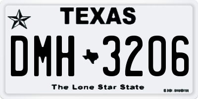 TX license plate DMH3206