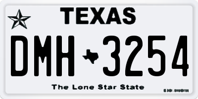 TX license plate DMH3254