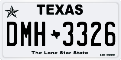 TX license plate DMH3326