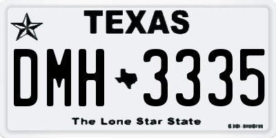 TX license plate DMH3335