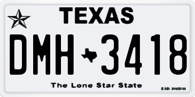 TX license plate DMH3418