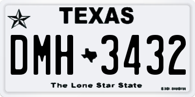TX license plate DMH3432