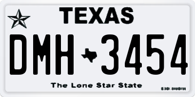 TX license plate DMH3454