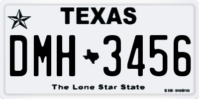 TX license plate DMH3456
