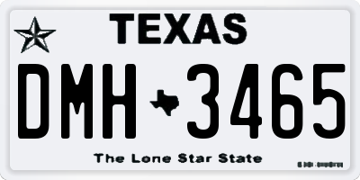 TX license plate DMH3465