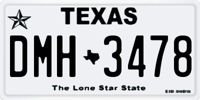 TX license plate DMH3478