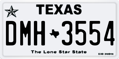 TX license plate DMH3554